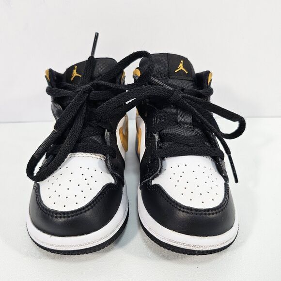 Nike Air Jordan 1 Mid TD White Pollen Black Sneakers 640735-177 Size 7C (13 cm) - Picture 2 of 8